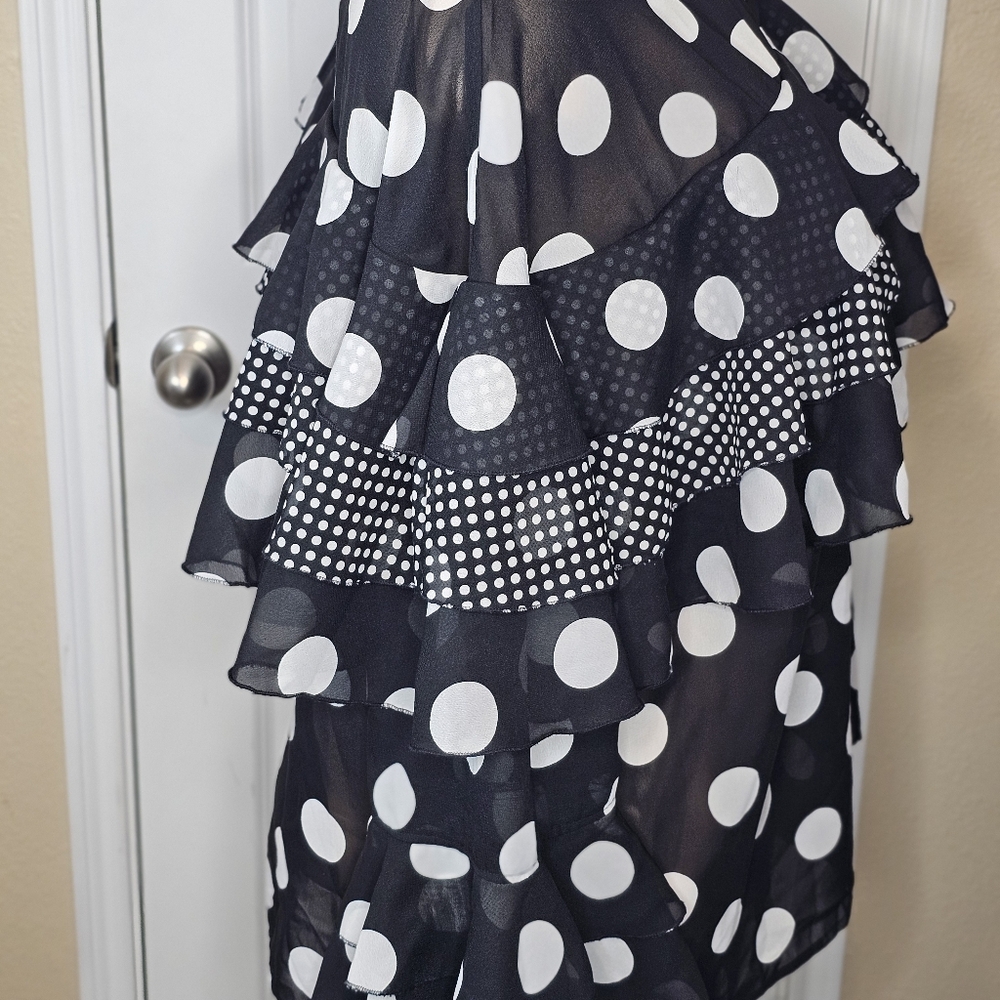Cato Whimsical Sheer Black & White Polka Dot Blouse Women’s Size 22/24 - Picture 5 of 7